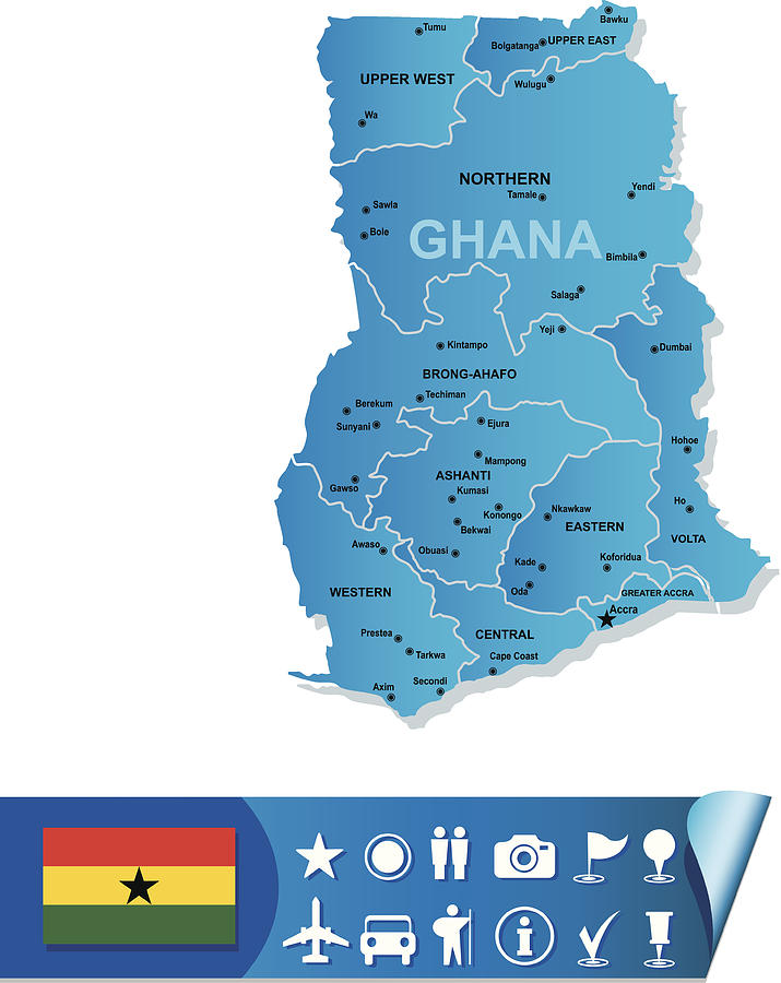 Ghana vector map Drawing by Woewchikyury