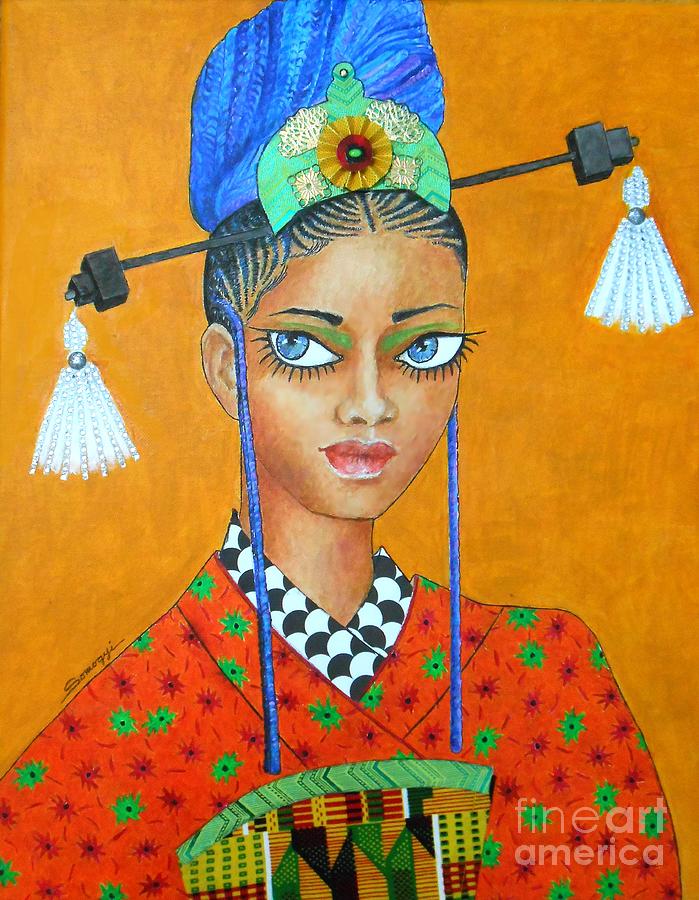 Ghanaian Geisha Painting by Jayne Somogy