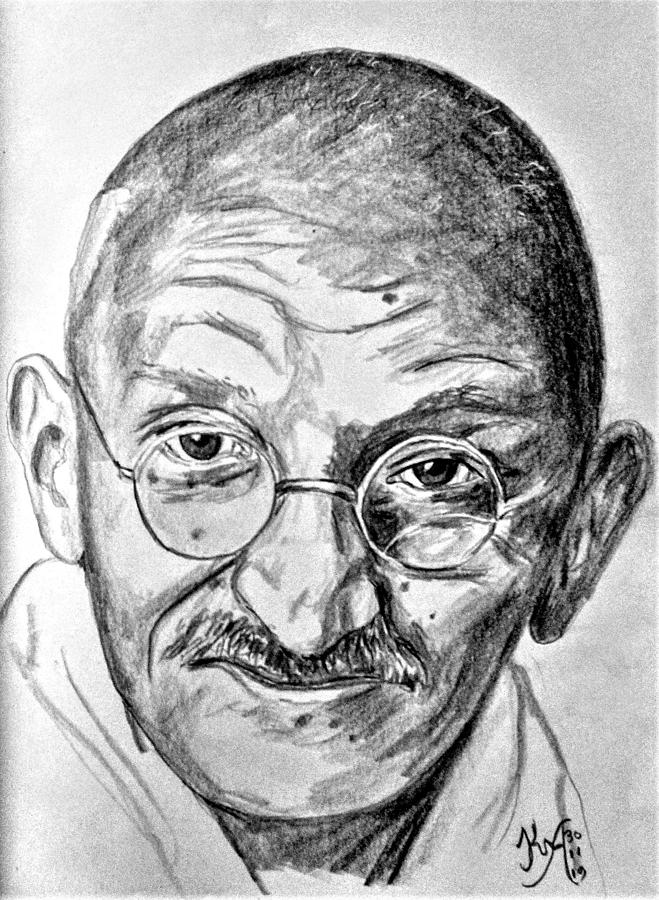 Ghandi Drawing by Jenny Scholten van Aschat - Fine Art America