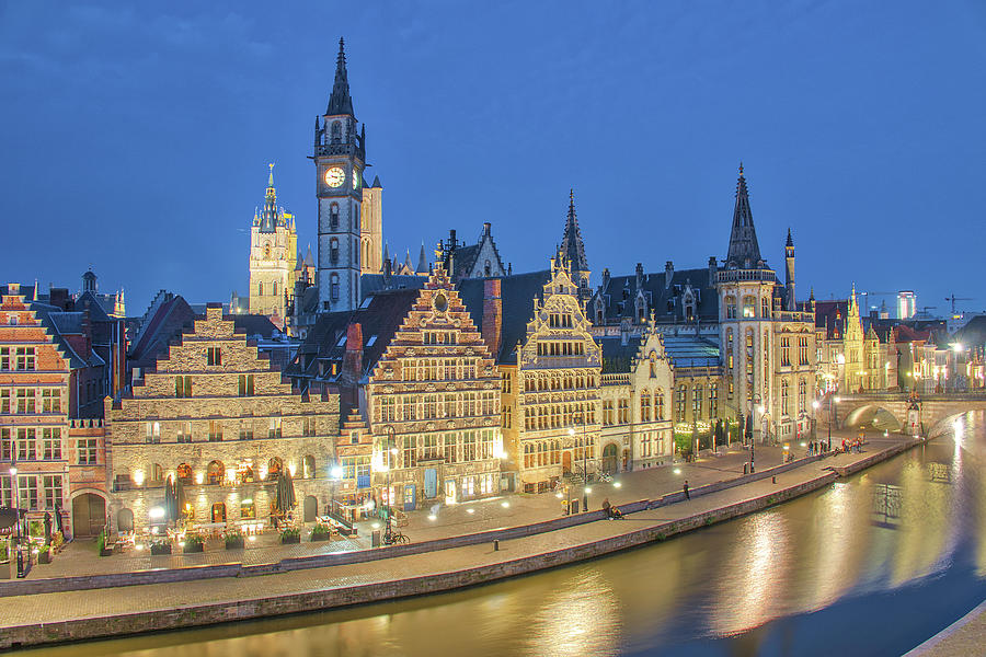 Ghent at Night Photograph by Juergen Roth