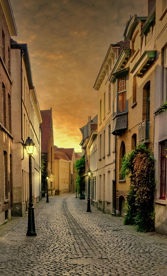 Ghent, Belgium Sunset Street Scene Photograph by Ron Long Ltd Photography