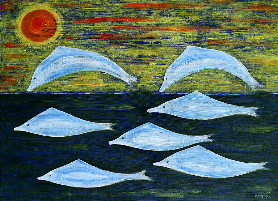 Dolphin Painting - Dolphins by Patrick J Murphy