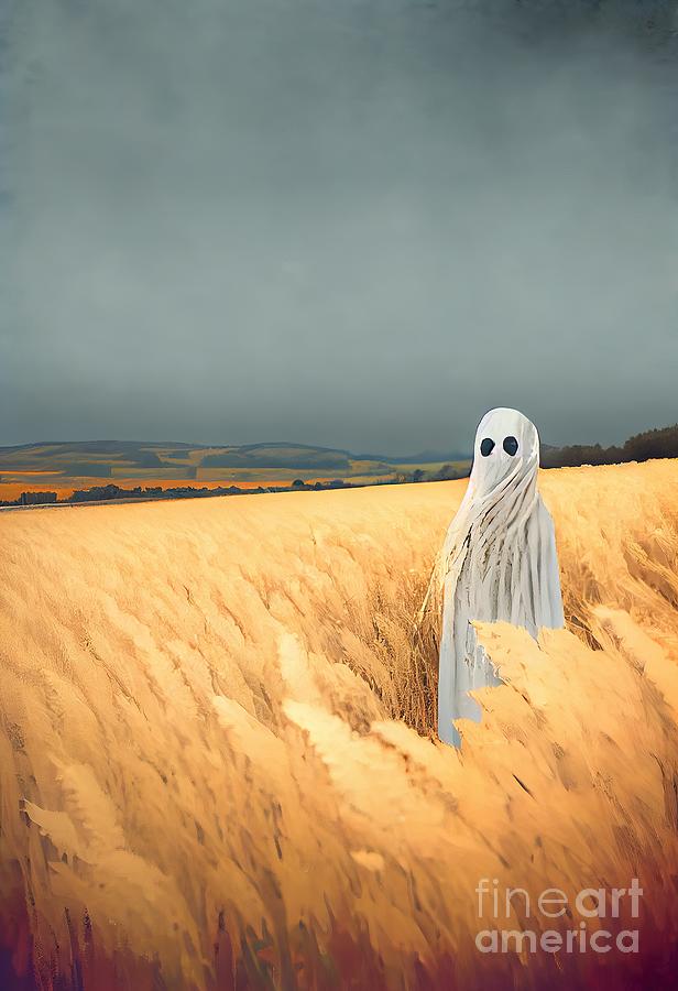 Halloween Painting - Ghost Between Crops  by N Akkash