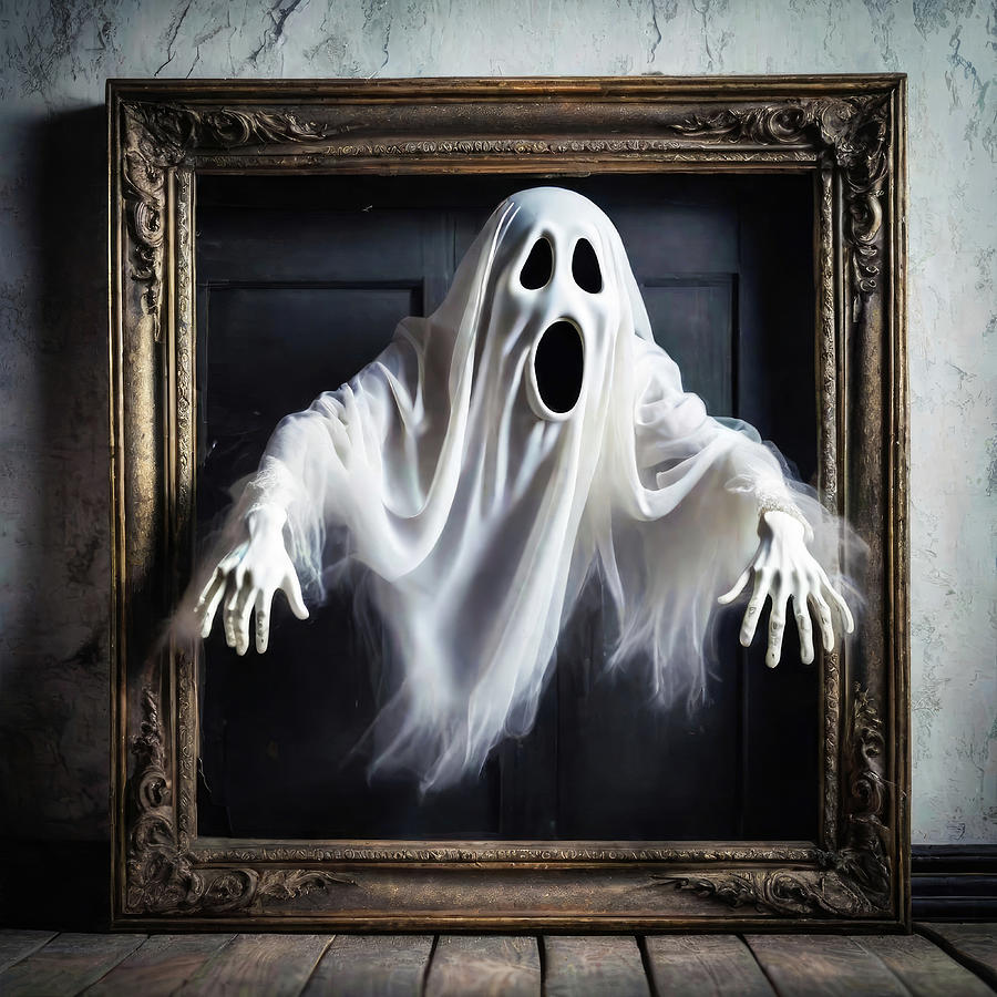 Ghost coming out of Picture Frame 01 Digital Art by Matthias Hauser