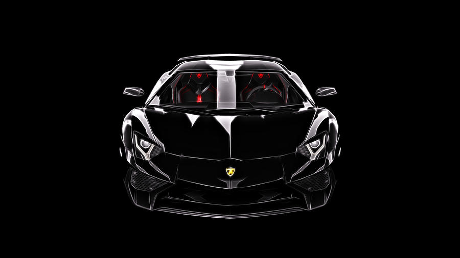 Ghost Lamborghini Aventador SV - Black Digital Art by Pete Hawk | Fine