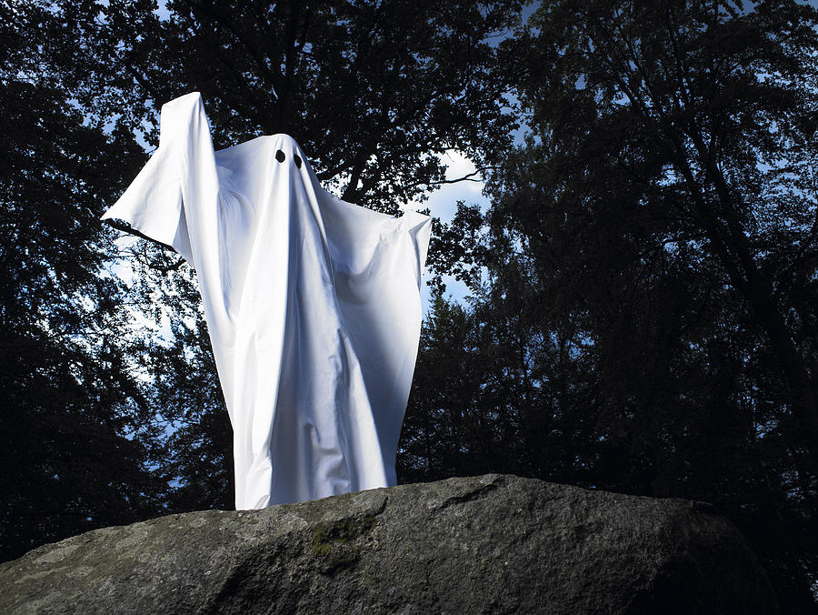 Ghost made of sheets, standing on a rock Photograph by Ghislain & Marie David de Lossy