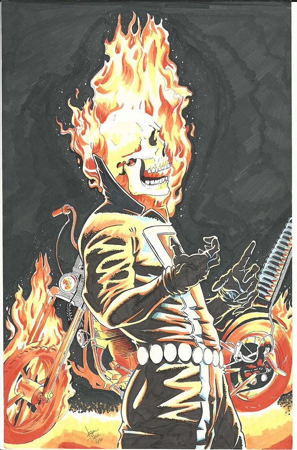 Ghost Rider version 2 Drawing by Jason Gwinn - Pixels
