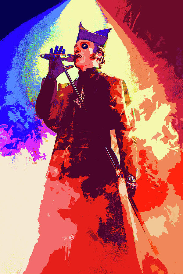 Papa Emeritus Mixed Media - Ghost Rock Band Cardinal Copia Art He Is by James West by The Rocker