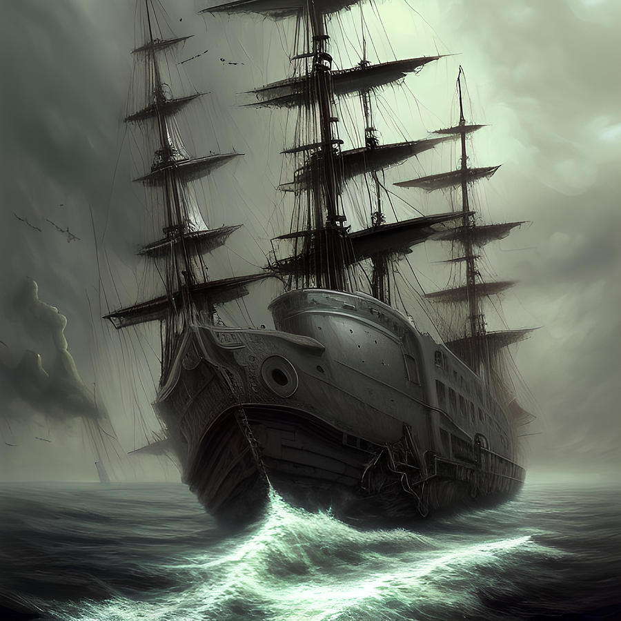 Ghost Ship Haunted Voyage On The Mysterious Sea vs18 Digital Art by ...