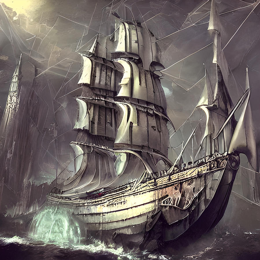 Ghost Ship Haunted Voyage On The Mysterious Sea Vs24 Digital Art By 