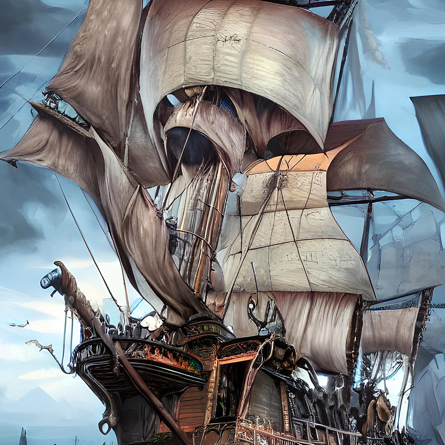 Ghost Ship Haunted Voyage On The Mysterious Sea vs5 Digital Art by ...