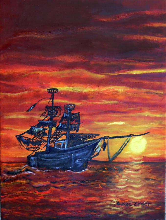 Ghost Ship Painting by Olga Kaczmar