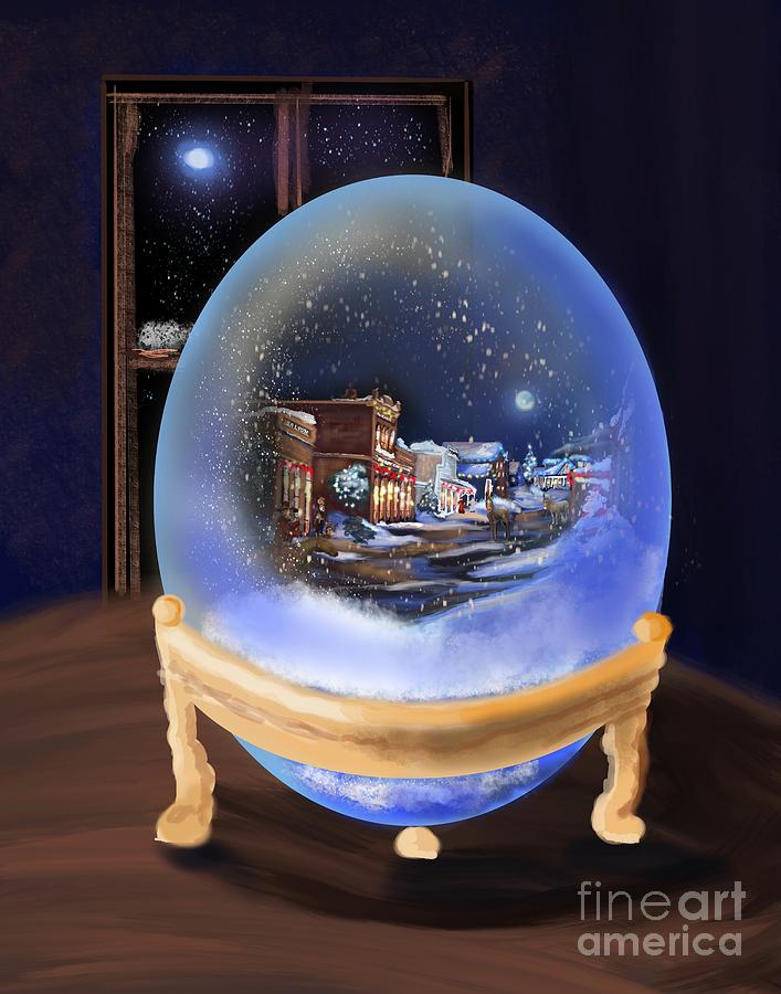 ghost town Christmas Snow Globe Digital Art by Doug Gist