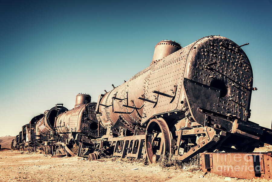 Ghost train in Uyuni, Bolivia Photograph by Delphimages Photo Creations
