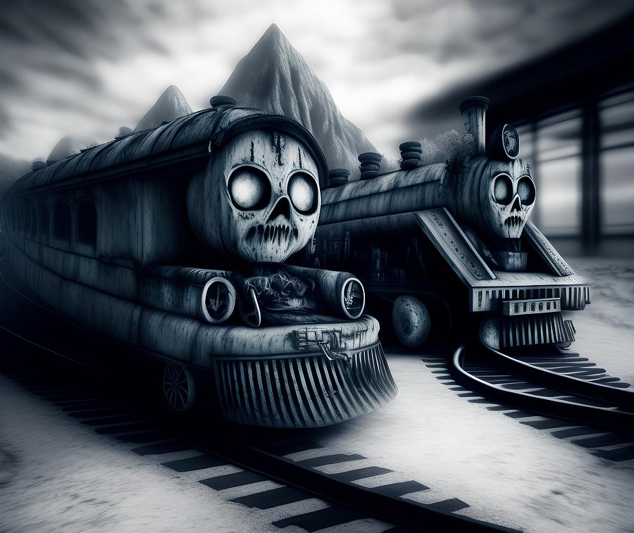 Ghost Train Lost in Jungle, Generative AI Illustration Digital Art by ...