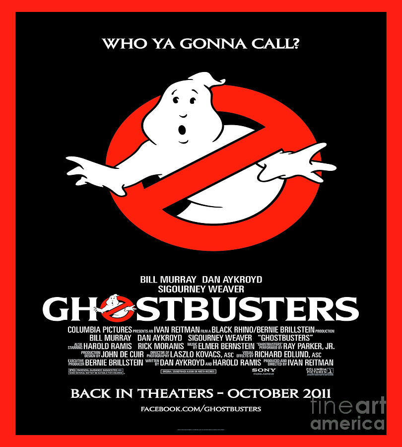 Ghostbusters - Vintage Movie Poster - Red Border Digital Art by Scott D ...