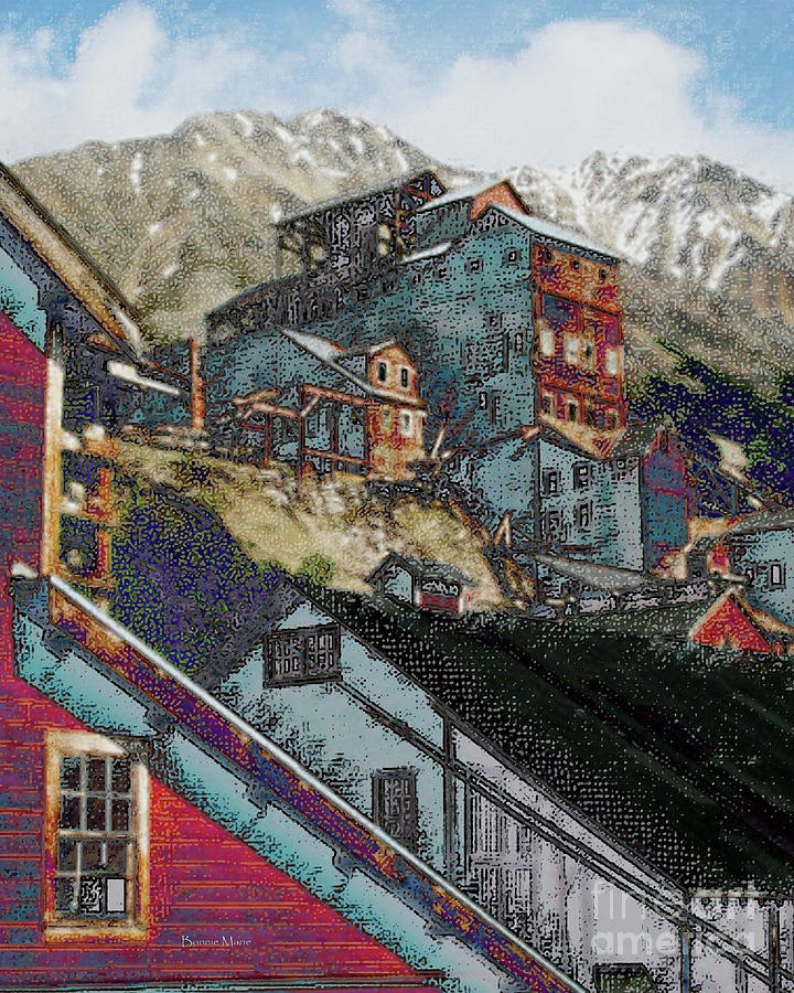 Ghostly Old Mining Town Mixed Media
