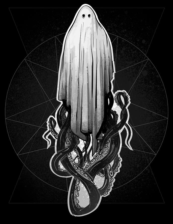 Octopus Drawing - Ghostopus by Ludwig Van Bacon