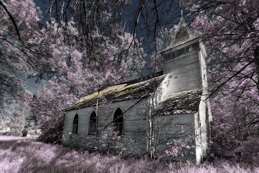 Ghosts of Kief - abandoned Lutheran church in Kief ND - infrared treatment Photograph by Peter Herman