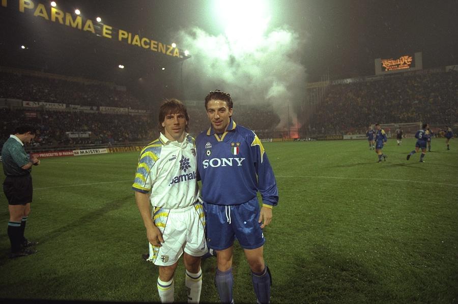 Gianfranco Zola of Parma and Alessandro Del Piero of Juventus Photograph by Getty Images