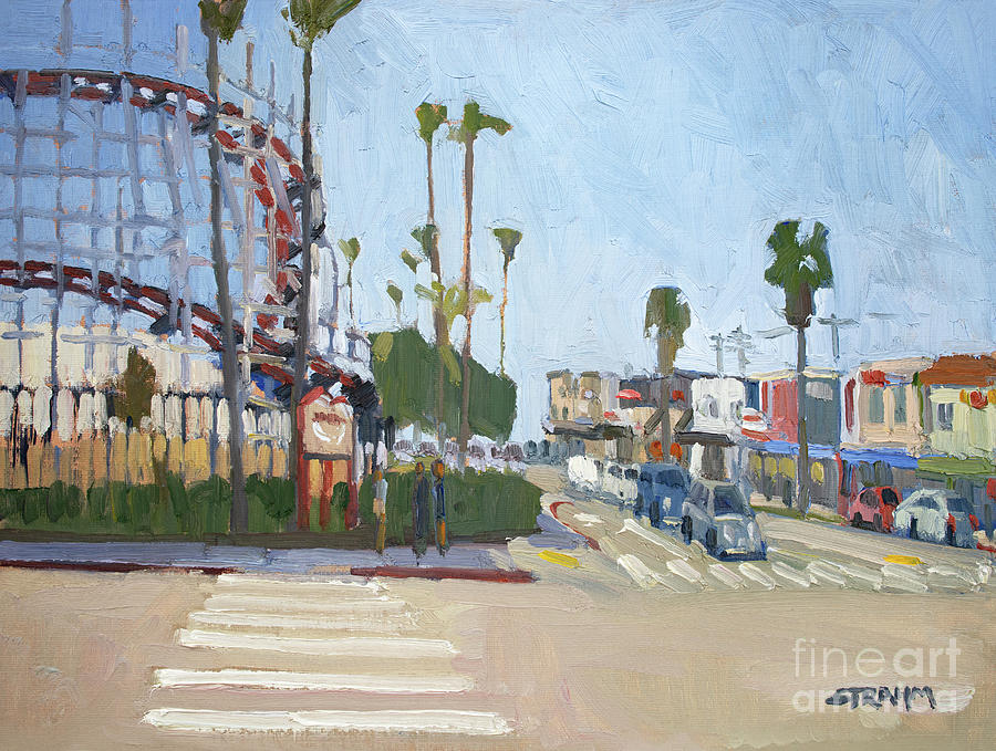 Giant Dipper - Ventura Place - Belmont Park - San Diego, California Painting by Paul Strahm