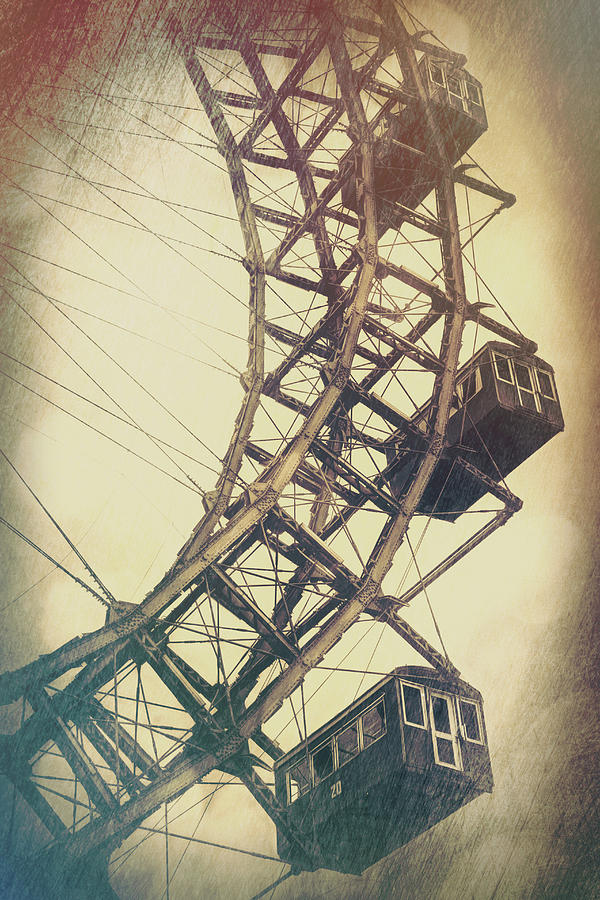 Giant Ferris Wheel Prater Park Vienna Vintage Sepia  Photograph by Carol Japp