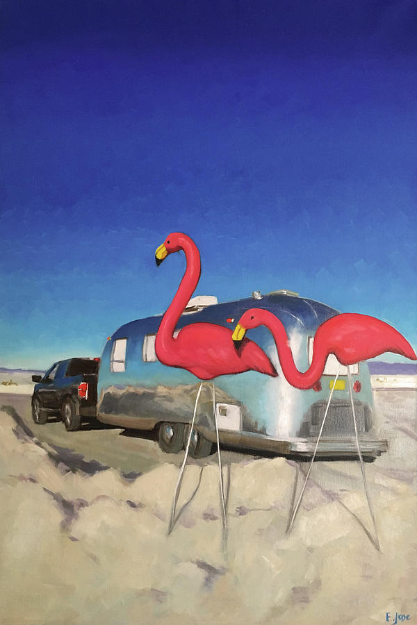 Giant Flamingos at White Sands Painting by Elizabeth Jose