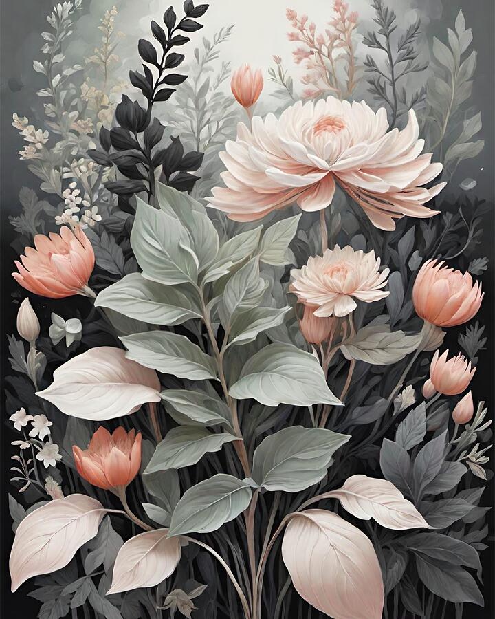 Flower Mixed Media - Elegant Floral No3.              by Bonnie Bruno