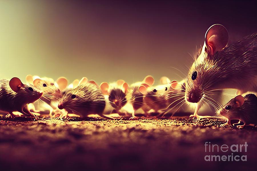Giant mouses invasion in the streets Digital Art by Benny Marty