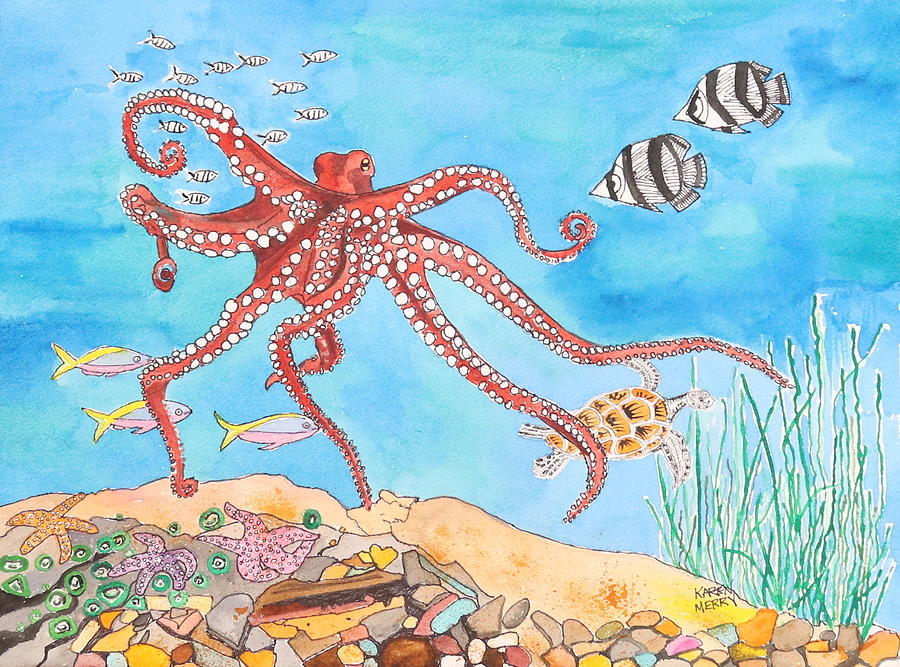 Giant Pacific Octopus I Painting by Karen Merry