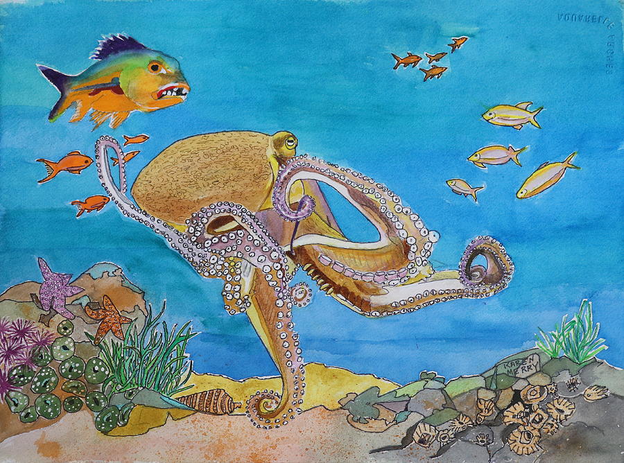 Giant Pacific Octopus II Painting by Karen Merry