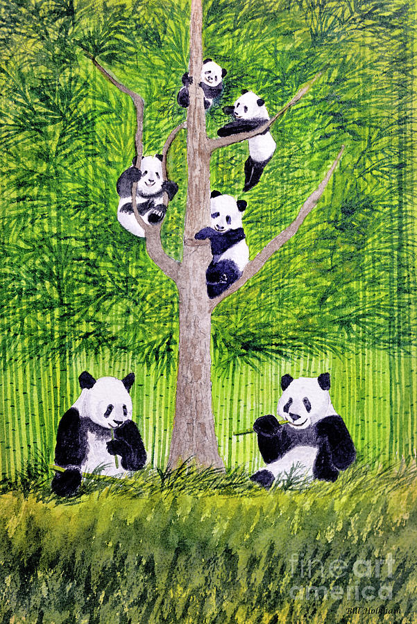 Giant Panda Bears - Hey Its Time To Eat Painting by Bill Holkham