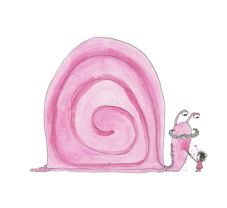 Giant Pink Snail Drawing by Mike Mooney