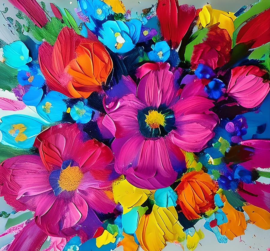 Giant Purple Summer Flowers Digital Art by Amalia Suruceanu
