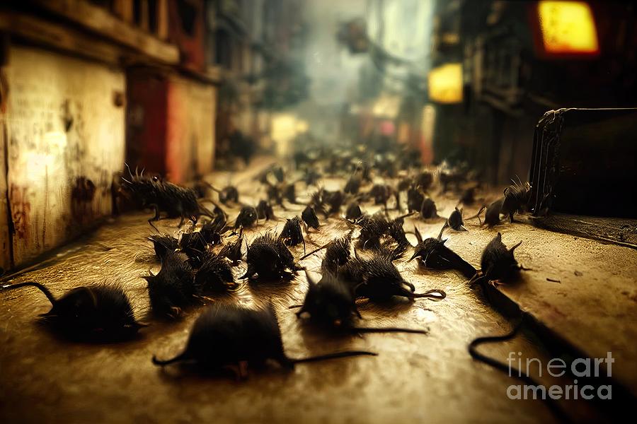 Giant rats invasion on the city streets Digital Art by Benny Marty