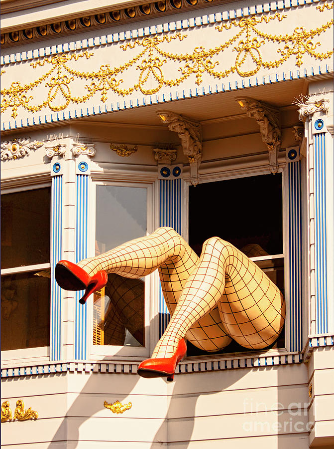 Giant Sexy Fishnet Legs Sticking Out Of The Window - Haight St. San Francisco, California Photograph