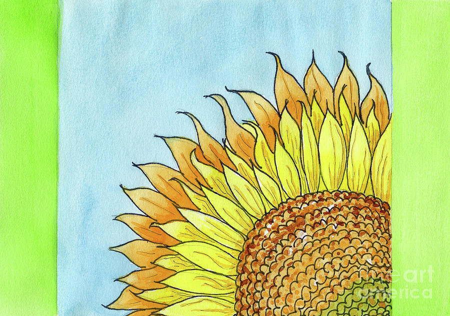 Giant Sunflower Bordered with Green Painting by Norma Appleton