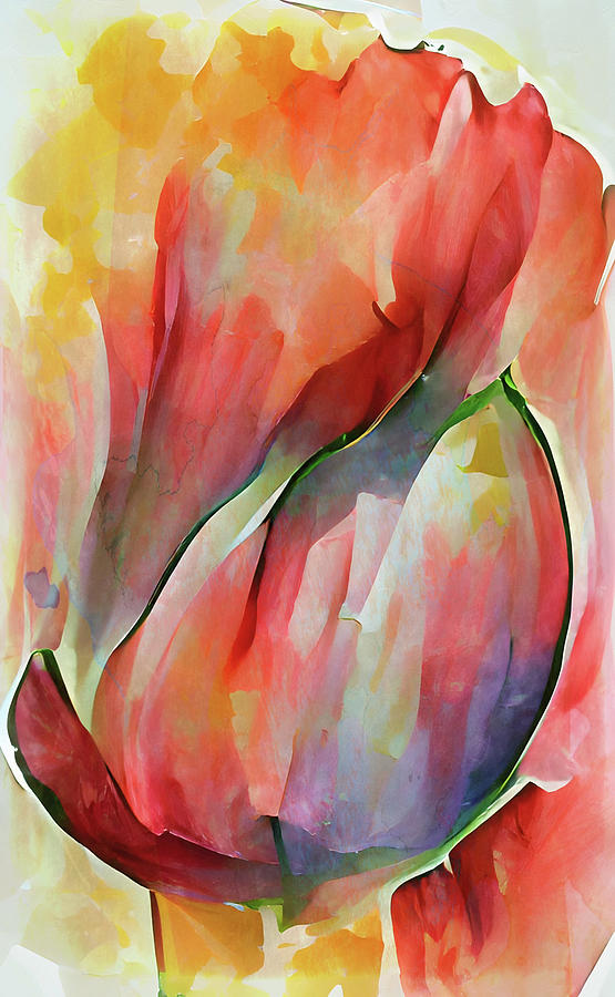 Giant Tulip Abstract Expressionism Mixed Media by Georgiana Romanovna