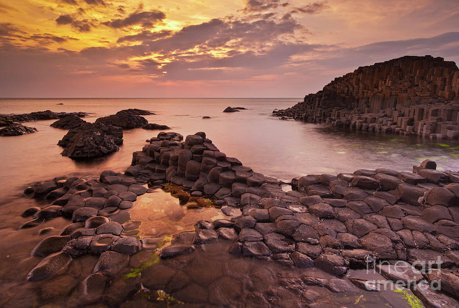 Giants Causeway sunset, County Antrim, Northern Ireland, UK Photograph by Neale And Judith Clark