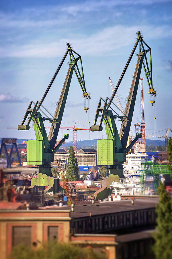 Crane Photograph - Giants of Industry Gdansk Shipyard Poland  by Carol Japp