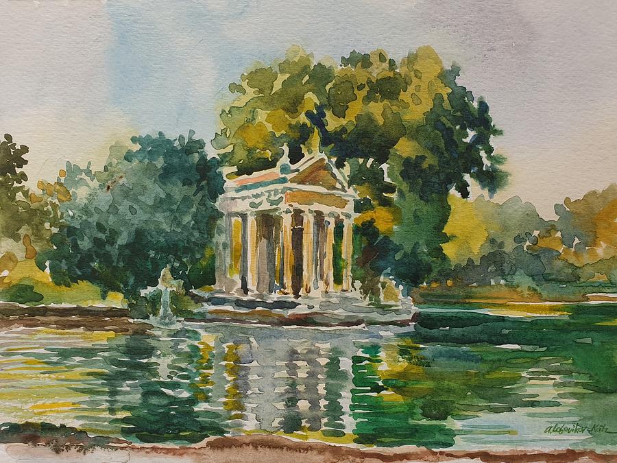 Giardino del Lago Villa Borghese Roma Painting by Anna Lobovikov-Katz