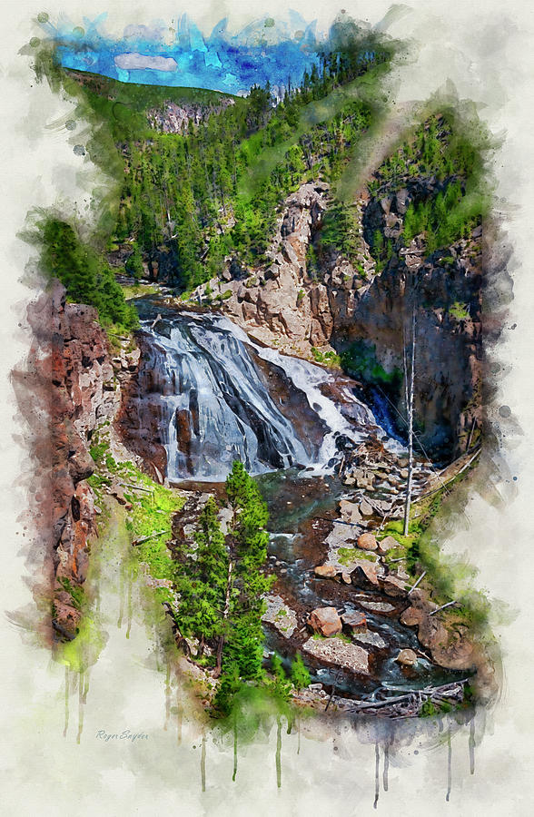 Gibbon Falls Painting by Roger Snyder