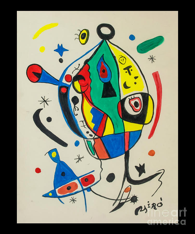 Gift Men Mushroom Joan Miro Vintage Photograp Painting by Artwork Lucky