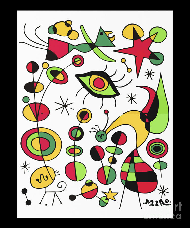 Gifts Men Black Colors Joan Miro Birthday Painting by Artwork Lucky ...