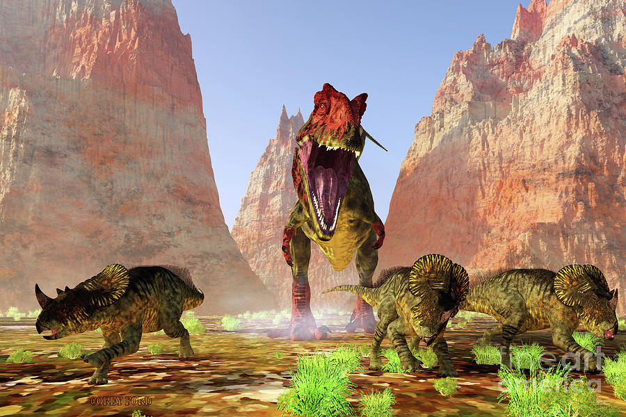 Giganotosaurus Carnivorous Dinosaur Digital Art by Corey Ford