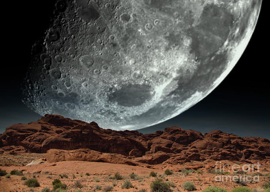 Gigantic Moon Over Valley of Fire  Photograph by Chuck Kuhn