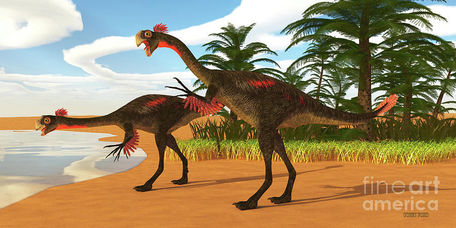 Gigantoraptor Dinosaur Lakeshore Digital Art