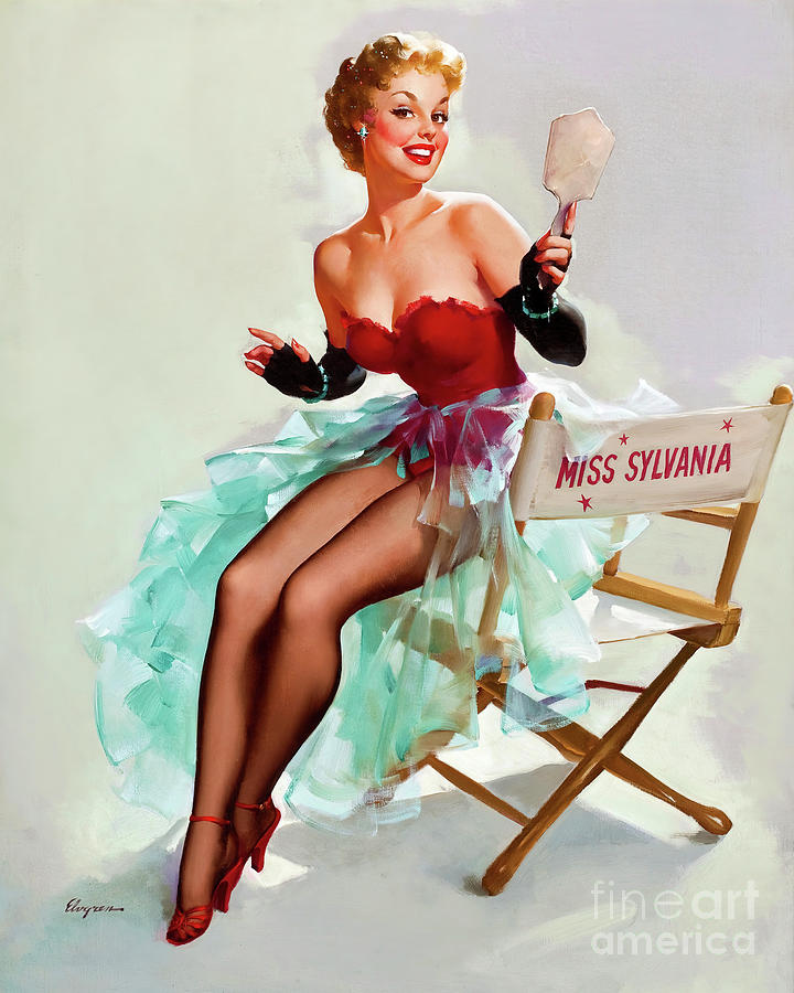 Gil Elvgren Admiring Miss Sylvania Circa Painting By Magical