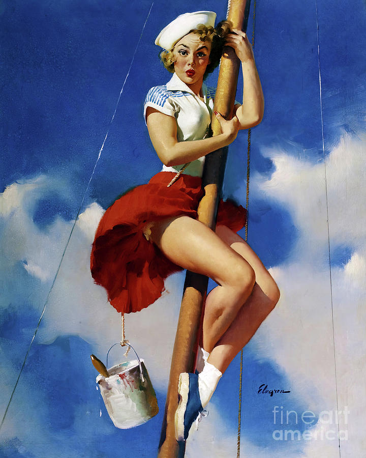 Gil Elvgren - Sitting Pretty, 1953 Painting by Magical Vintage - Pixels