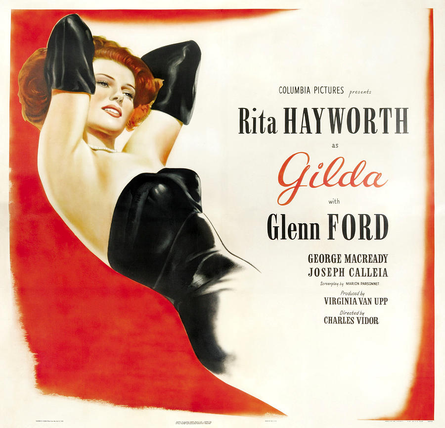 Rita Hayworth Mixed Media - Gilda, with Rita Hayworth and Glenn Ford, 1946 #1 by Movie World Posters